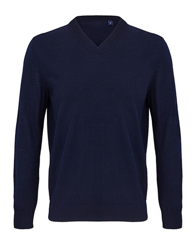 Sweter Męski Slim V-neck Wełna Poliester NB3987 - Night
