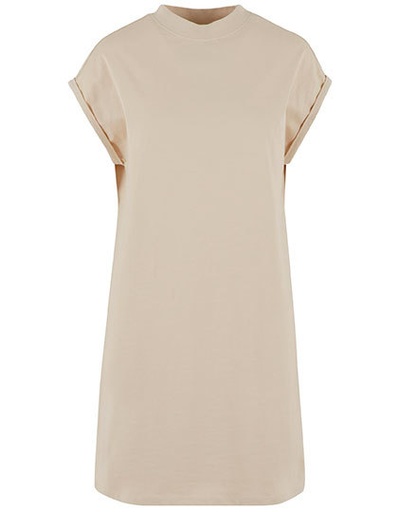 Sukienka damska z przedłużonym ramieniem NM026 - Sand