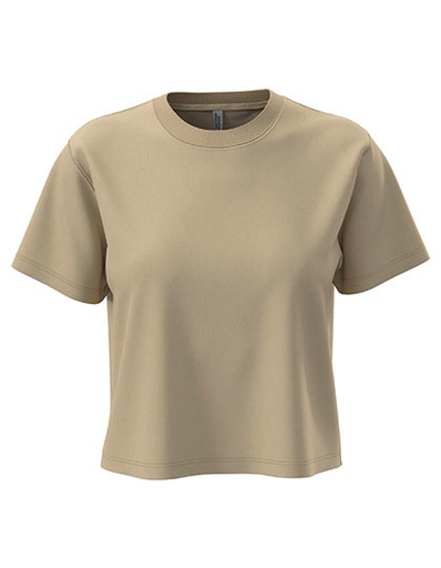 Damski krotki T-shirt oversize NX7610 - Tan