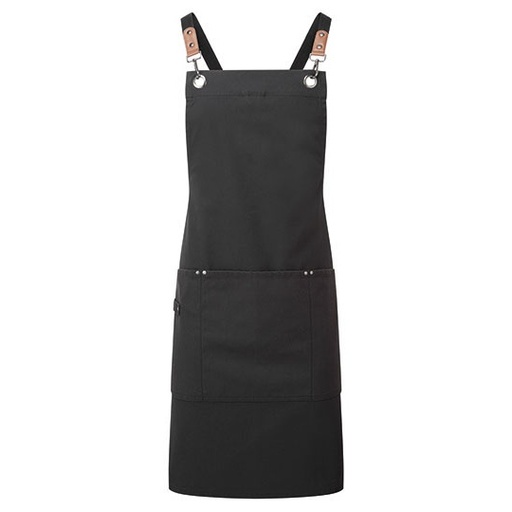 Fartuch roboczy z krzyżowanymi paskami PW182 - Black (ca. Pantone Black C)