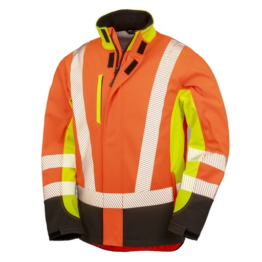 Kurtka Softshell Odblaskowa Oddychajaca RT506 - Fluorescent Yellow & Fluorescent Orange & Black