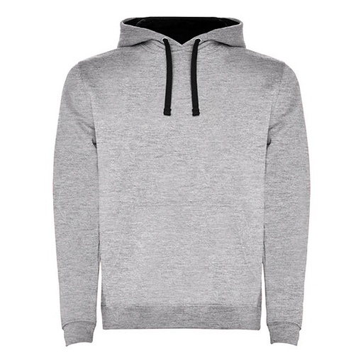 Bluza dziecięca z kapturem i kieszenią RY1067K - Heather Grey 58 & Black 02