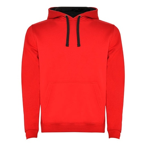 Bluza dziecięca z kapturem i kieszenią RY1067K - Red 60 & Black 02