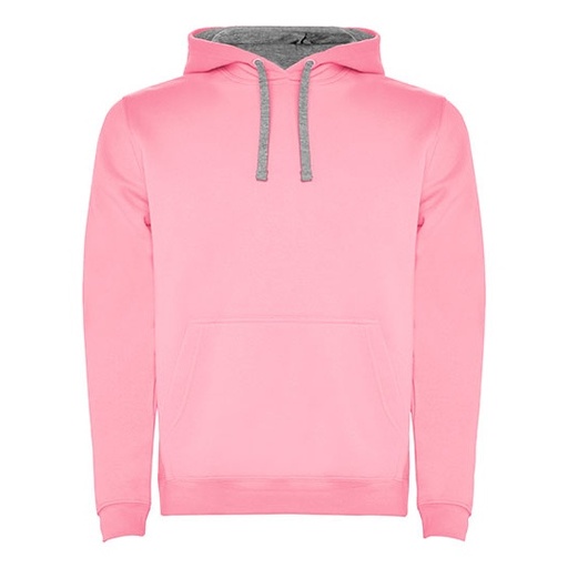 Bluza dziecięca z kapturem i kieszenią kangurka RY1067K - Light Pink 48 & Heather Grey 58