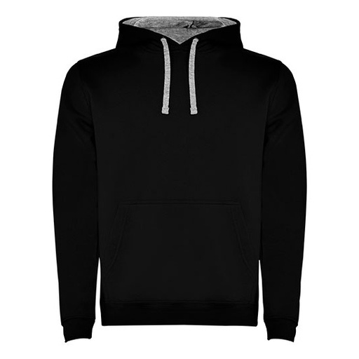 Bluza dziecięca z kapturem i kieszenią kangurka RY1067K - Black 02 & Heather Grey 58