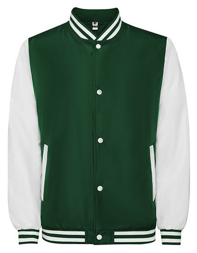 Kurtka Bejsbolowa Unisex Dwukolorowa Poliester RY6440 - Bottle Green 56 & White 01