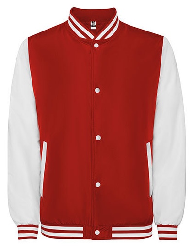 Kurtka Bejsbolowa Unisex Dwukolorowa Poliester RY6440 - Red 60 & White 01