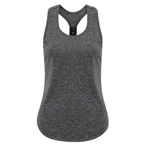 Koszulka bez rekawow Slim Fit Sportowa Poliestrowa TR027 - Black Melange