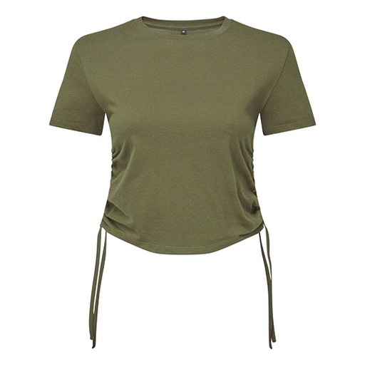 Top Damski Krótki Bawełniany TR069 - Olive
