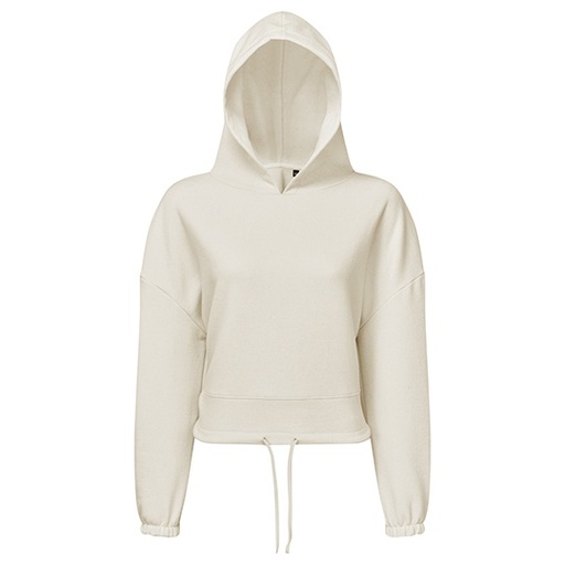 Damska krótka bluza oversize z kapturem TR085 - Natural