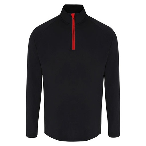 Bluza Meska z Dlugim Rekawem i Zamkiem 1 4 Odprowadzajaca Wilgoc TR110 - Black & Red