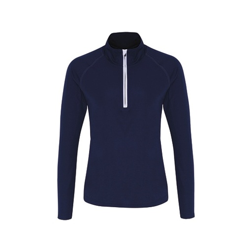 Damska bluza z długim rękawem i krótkim zamkiem TR120 - Navy & White