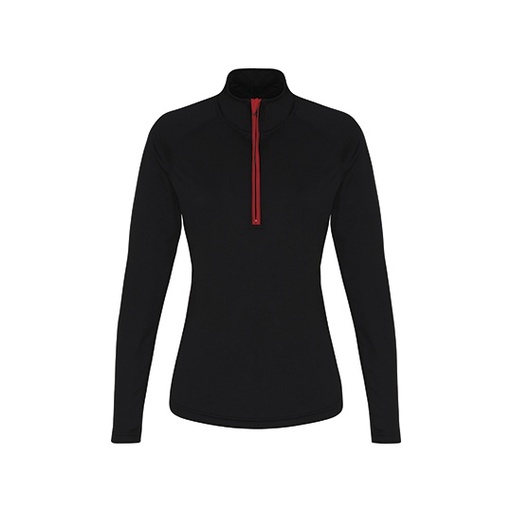 Bluza Damska Dlugi Rekaw Odprowadzajaca Wilgoc TR120 - Black & Red