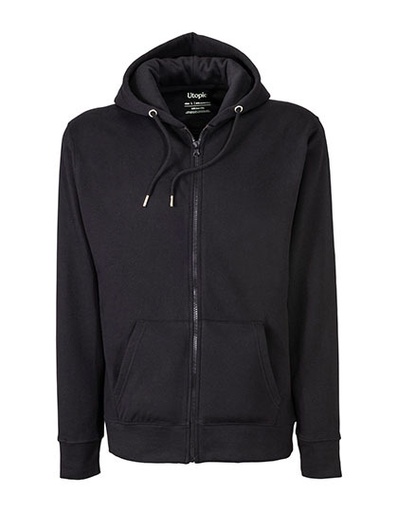 Bluza Unisex Z Kapturem Z Zamkiem Bawełna Poliester Z Recyklingu UT23010 - Black