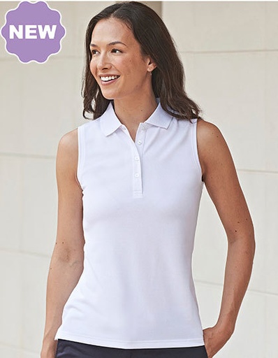 Damska koszulka polo bez rekawow W477 - White