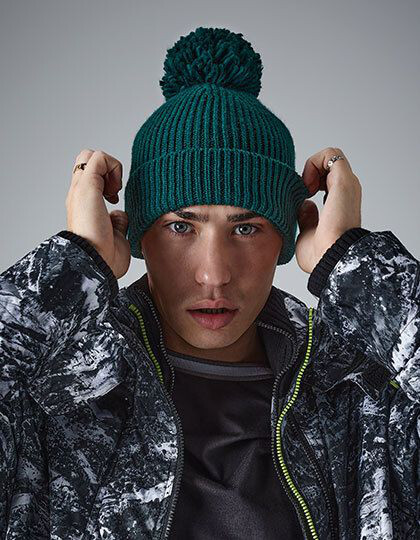 Engineered Knit Ribbed Pom Pom Beanie Beechfield B382