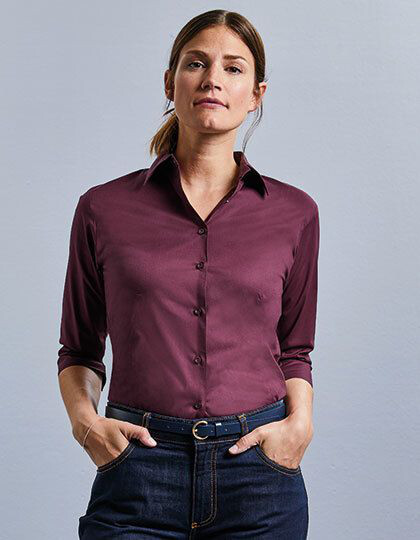 Ladies´ 3/4 Sleeve Fitted Stretch Shirt Russell Collection R-946F-0