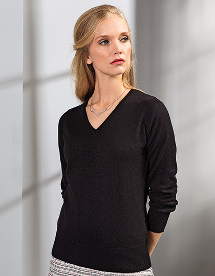 Ladies V-Neck Knitted Sweater Premier Workwear PR696