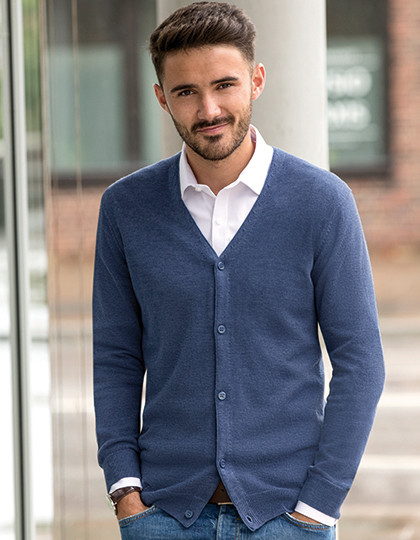 Mens V-Neck Knitted Pullover Russell Collection R-715M - Swetry męskie