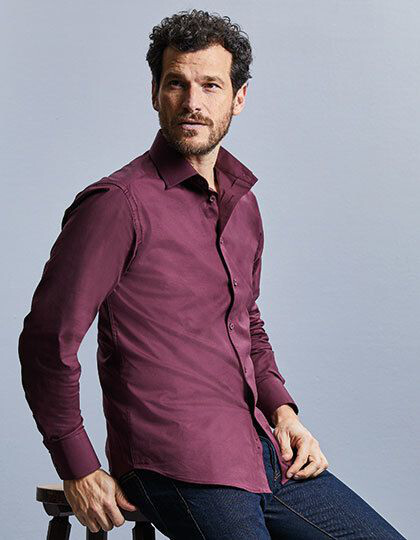 Men´s Long Sleeve Fitted Stretch Shirt Russell Collection R-946M-0 - Koszule męskie