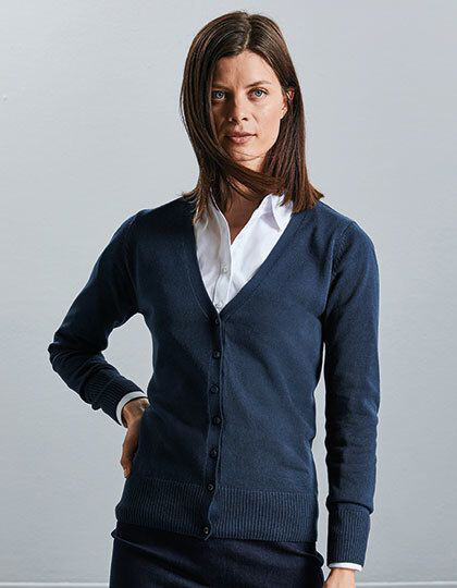 Ladies´ V-Neck Knitted Cardigan Russell Collection R-715F-0