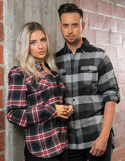 Ladies´ Woven Plaid Flannel Shirt Burnside 5210 - Z rękawem 3/4