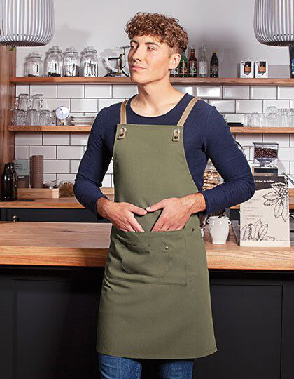 Bib Apron Urban-Nature With Cross Straps And Big Pocket Karlowsky LS 39 - Fartuchy