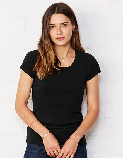 Sheer Rib Scoop Neck T-Shirt Bella 8703 - Okrągły dekolt