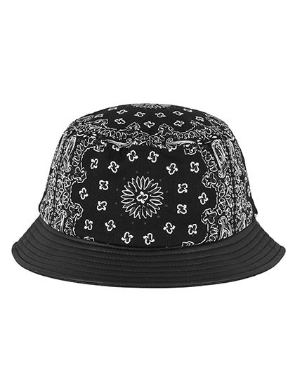 Bandana Leather Imitation Brim Bucket Hat FLEXFIT 5003BL