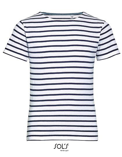 Kids´ Round Neck Striped T-Shirt Miles SOL´S 01400 - Koszulki