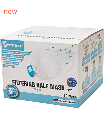 Filtering Half Mask FFP2 NR (Pack of 10) Virshields® VS005 - Health, Care & Wellness