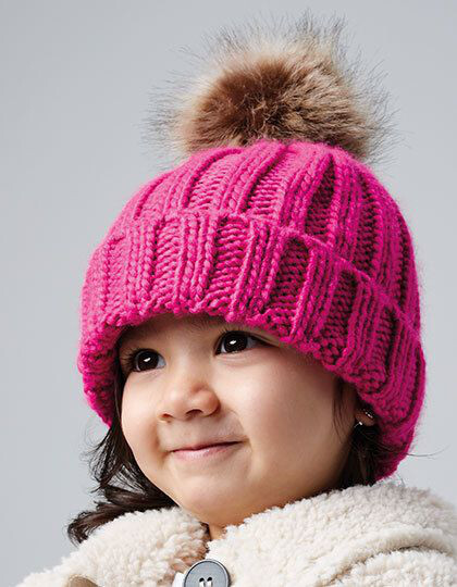 Infant Faux Fur Pom Pom Chunky Beanie Beechfield B412a