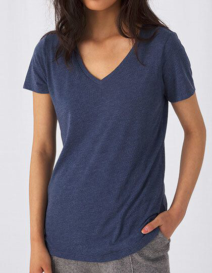 Women´s V-Neck Triblend T-Shirt B&C TW058 - Dekolt w kształcie V