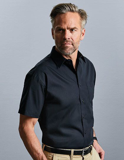 Men´s Short Sleeve Classic Pure Cotton Poplin Shirt Russell Collection R-937M-0 - Koszule męskie