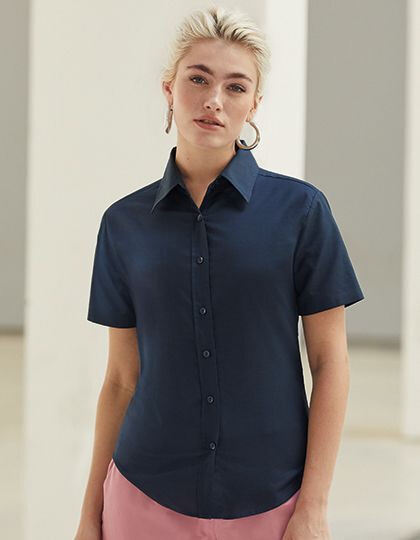 Ladies´ Short Sleeve Oxford Shirt Fruit of the Loom 65-000-0 - Z krótkim rękawem