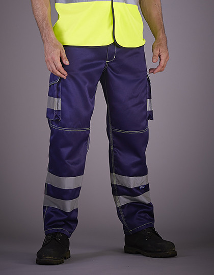 High Visibility Cargo Trousers with Knee Pad Pockets YOKO HV018T