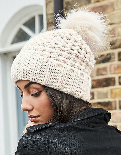 Popcorn Fur Pom Pom Beanie Beechfield B415