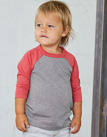 Toddler 3/4 Sleeve Baseball Tee Canvas 3200T - Z kolorowymi rękawami