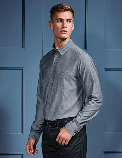 Men´s Organic Chambray Fairtrade Long Sleeve Shirt Premier Workwear PR247 - Koszule męskie