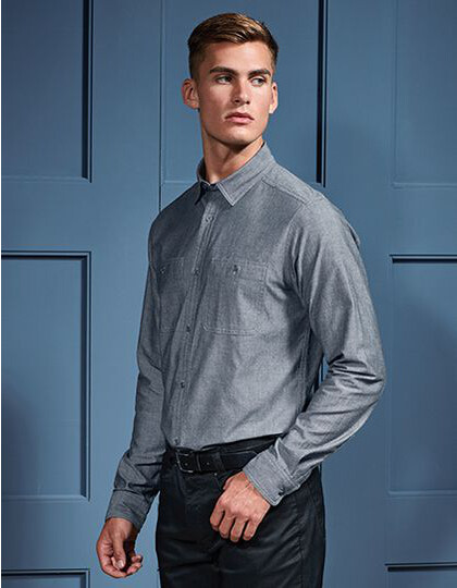 Men´s Organic Chambray Fairtrade Long Sleeve Shirt Premier Workwear PR247