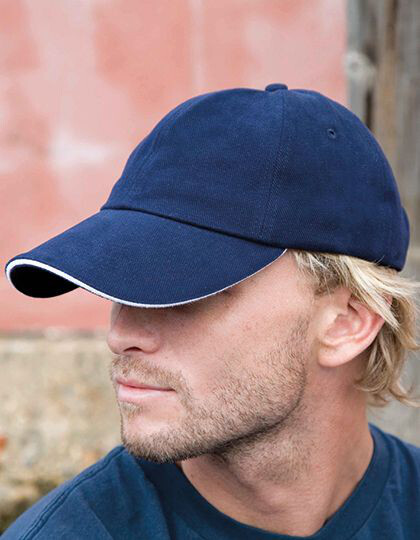 Memphis Brushed Cotton Low Profile Sandwich Peak Cap Result Headwear RC091X - 6 panelowe