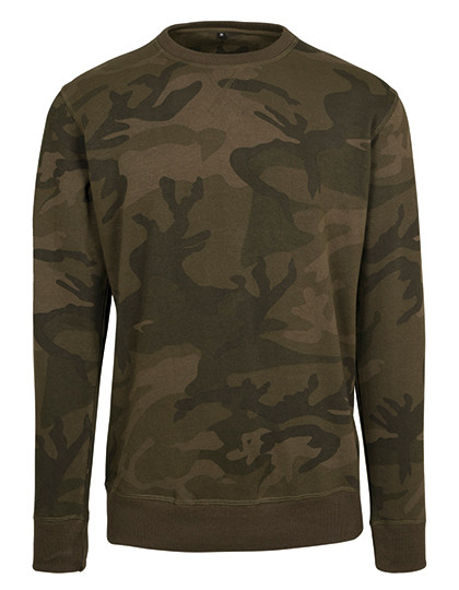 Camo Crewneck T-Shirt Build Your Brand BY110 - Wkładane przez głowę