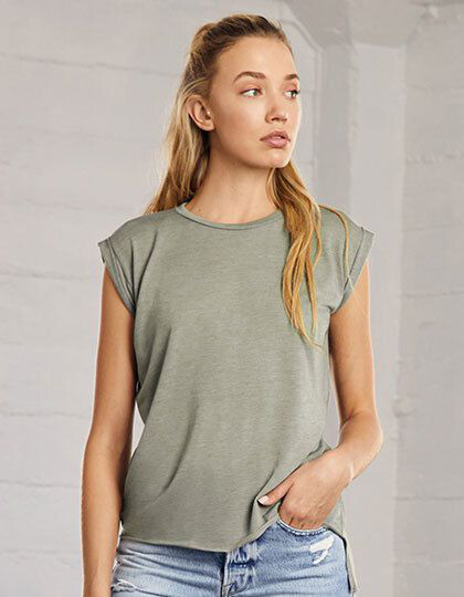 Women´s Flowy Muscle Tee With Rolled Cuff Bella 8804