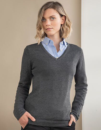 Ladies´ Lightweight V-Neck Jumper Henbury H721 - Z krótkim rękawem