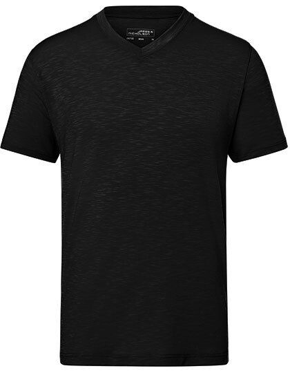 Men´s Slub T-Shirt James&Nicholson JN750 - Dekolt w kształcie V