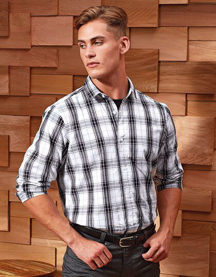 Men´s Ginmill Check Long Sleeve Cotton Shirt Premier Workwear PR254 - Koszule męskie