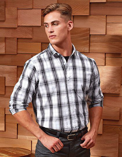 Men´s Ginmill Check Long Sleeve Cotton Shirt Premier Workwear PR254