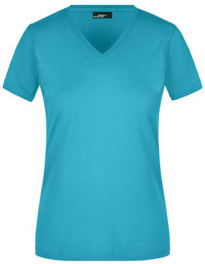 Ladies´ Slim Fit V-T James&Nicholson JN972 - Z krótkim rękawem