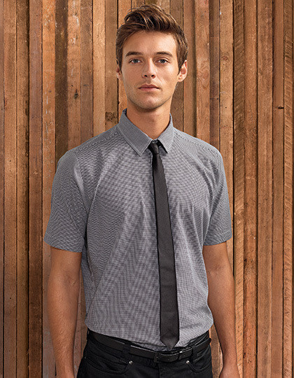 Mens microcheck (Gingham) Short Sleeve Shirt Cotton Premier Workwear PR221