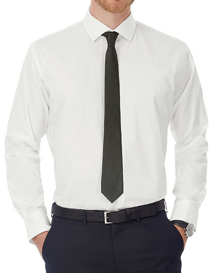 Poplin Shirt Black Tie Long Sleeve / Men B&C SMP21 - Koszule męskie